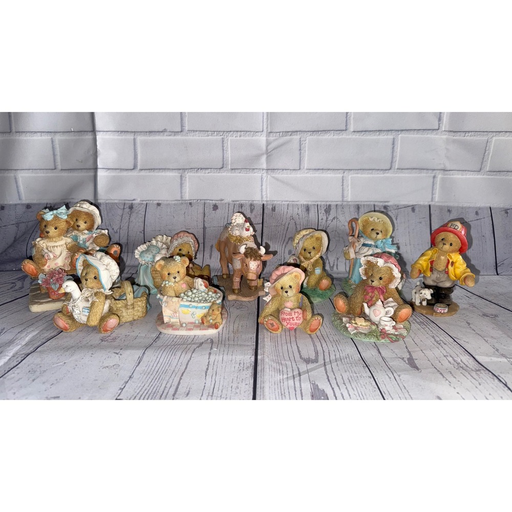 Cherished Teddies Figurine Lot of 9 Enesco Resin Bears Fireman Tea Party Bath